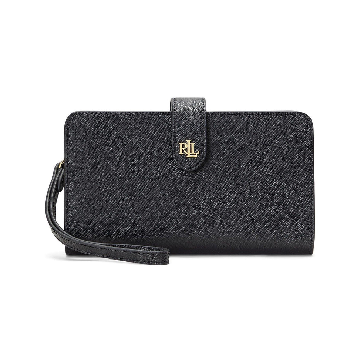 Polo Ralph Lauren Crosshatch Leather Tech Wristlet Black