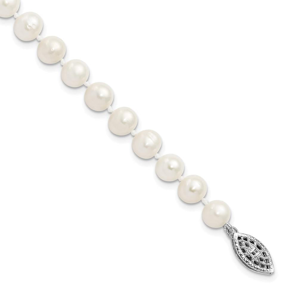 Distinctive Sterling Silver 6-7mm White Freshwater Cultured Pearl Bracelet