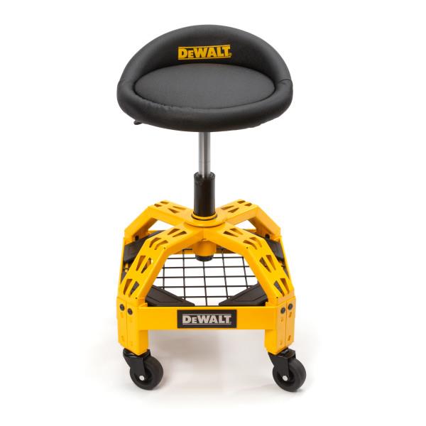 JS Products Dewalt Adjustable Swivel Shop Stool with Casters