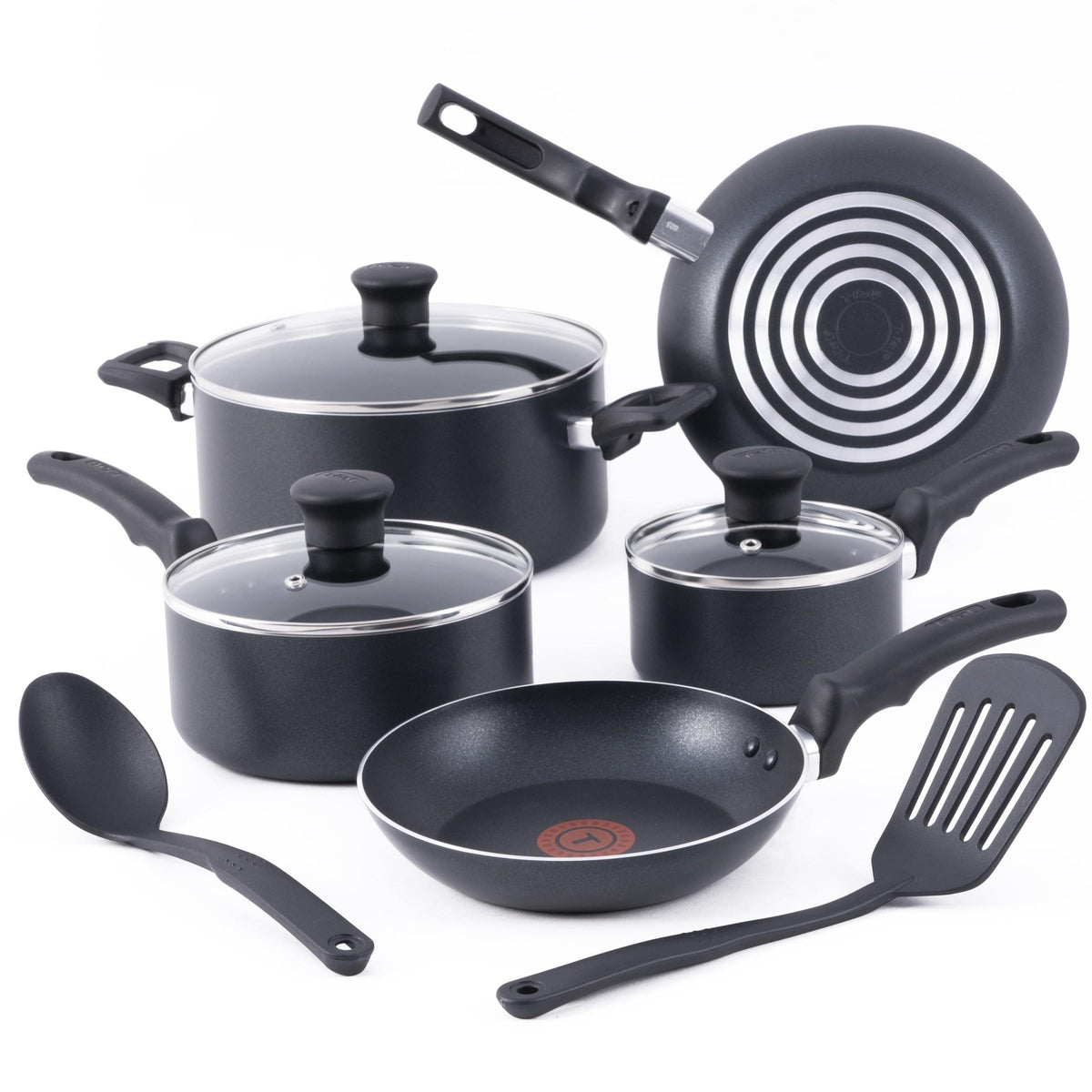 T-fal Essentials Non-Stick 10-Piece Cookware Set - Black