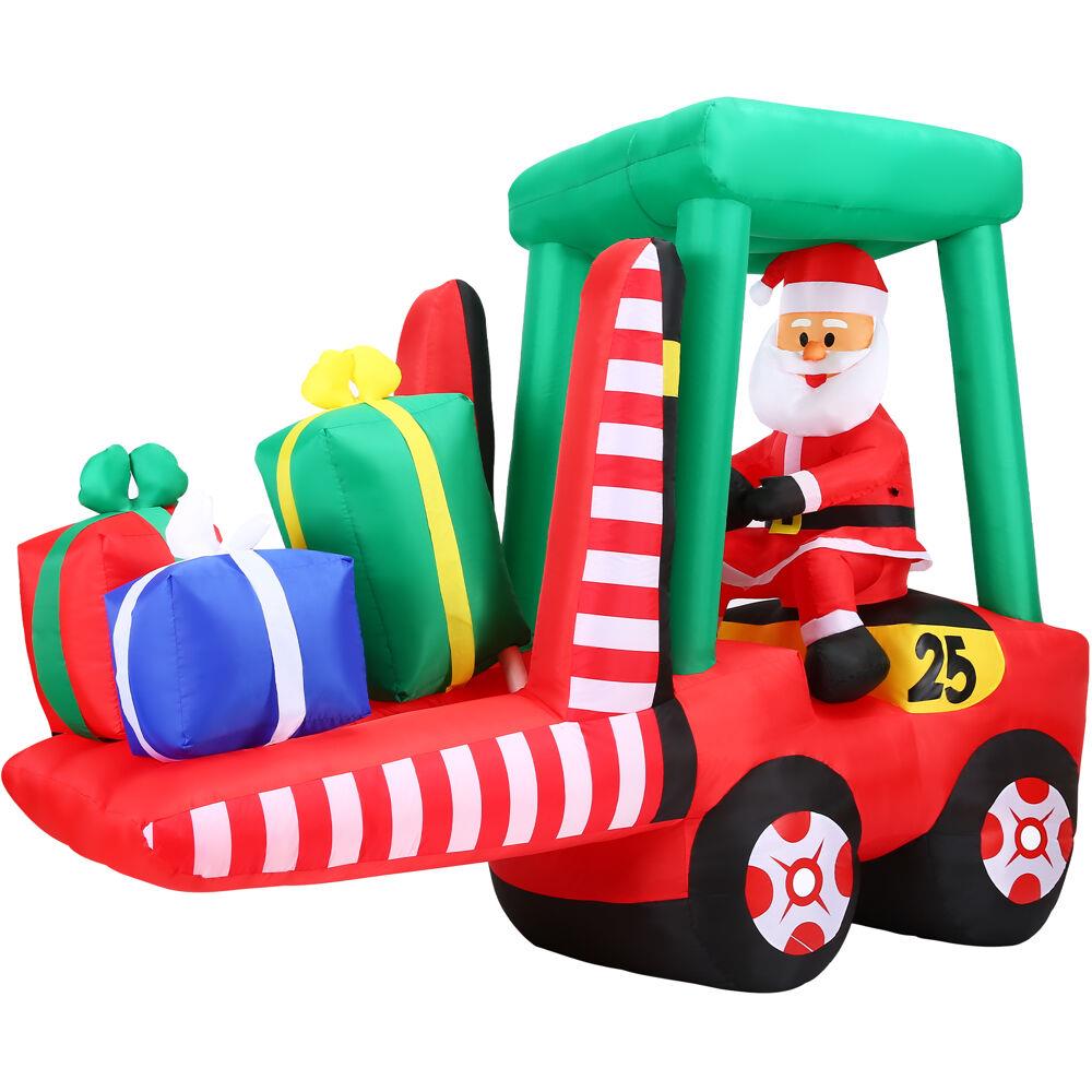 Fraser Hill 6-Ft. Pre-Lit Inflatable Santa in Fork Lift