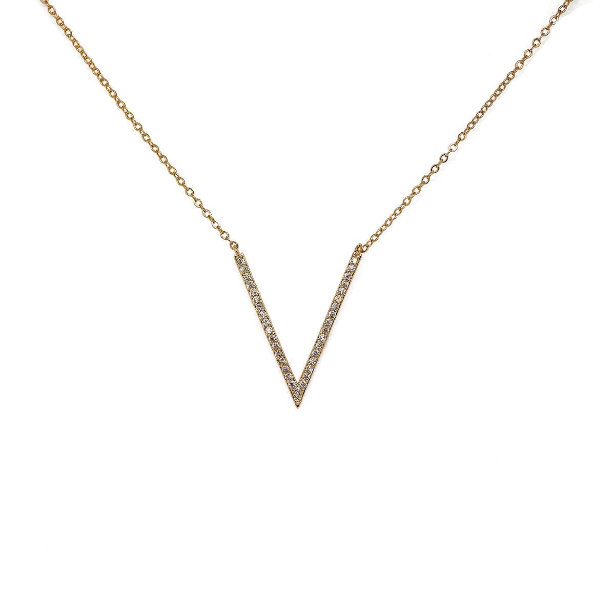 Completely Bella Rose Gold and CZ Chevron Pendant Necklace