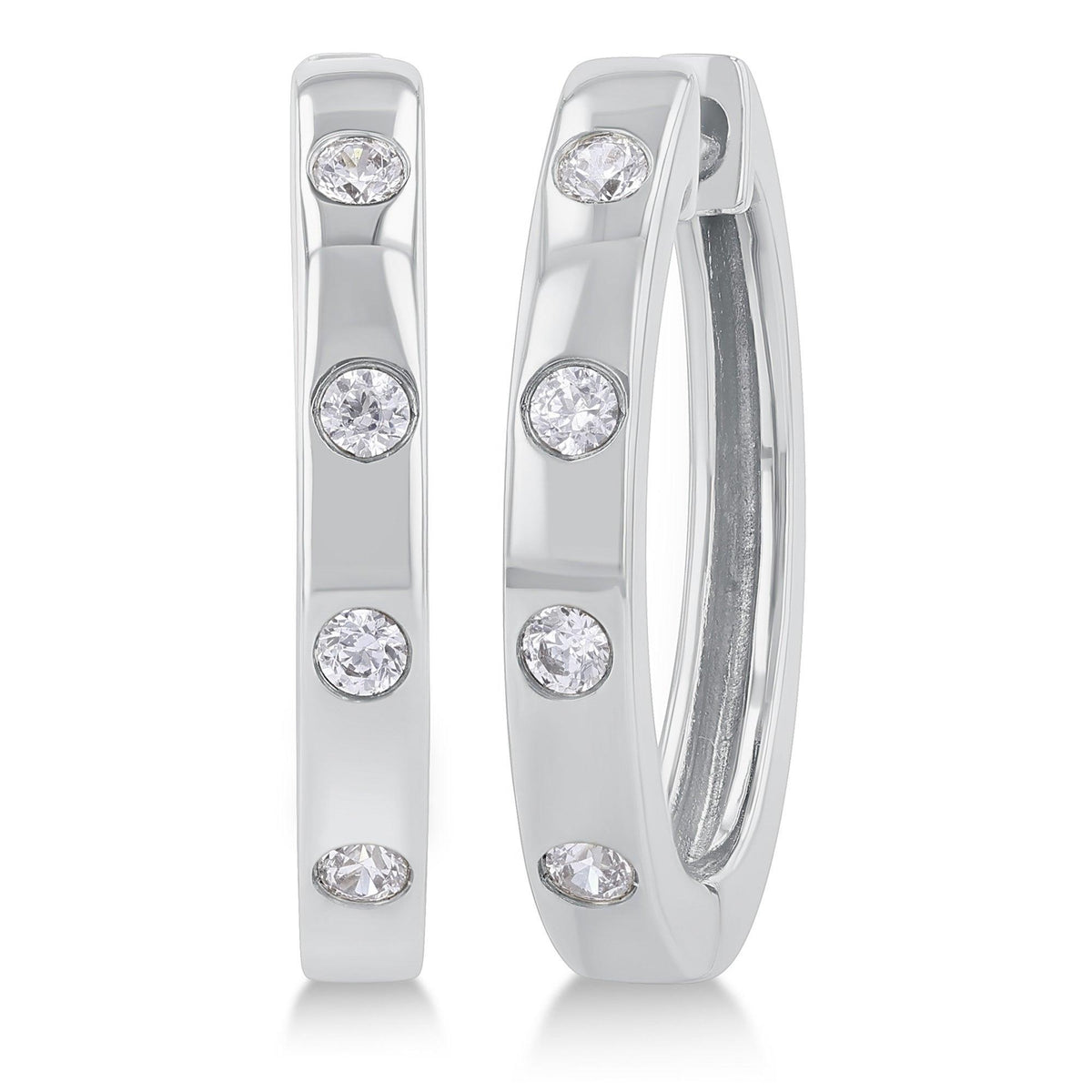 Jilco Diamond Hoop Earrings Silver