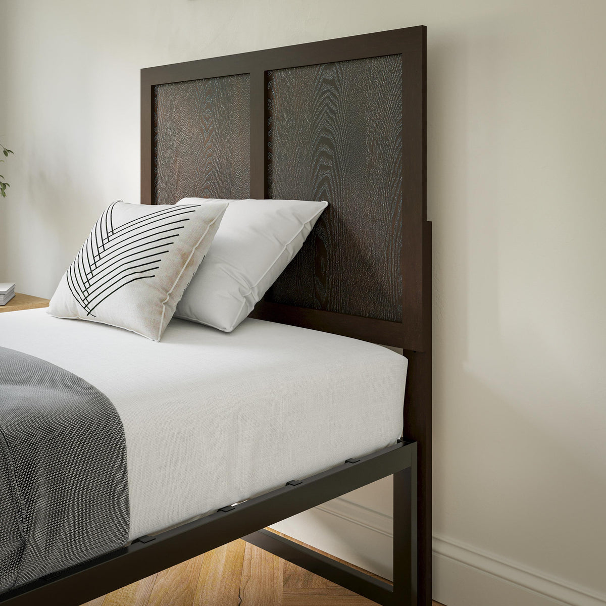 Flash Furniture Contemporary Full Size Three Panel Wooden Headboard Only in Dark Brown