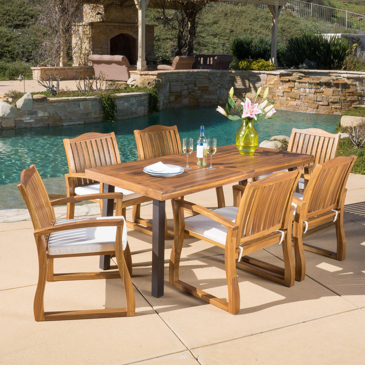 Stark Home Gallagher Outdoor 7Pc Wood Dining Set