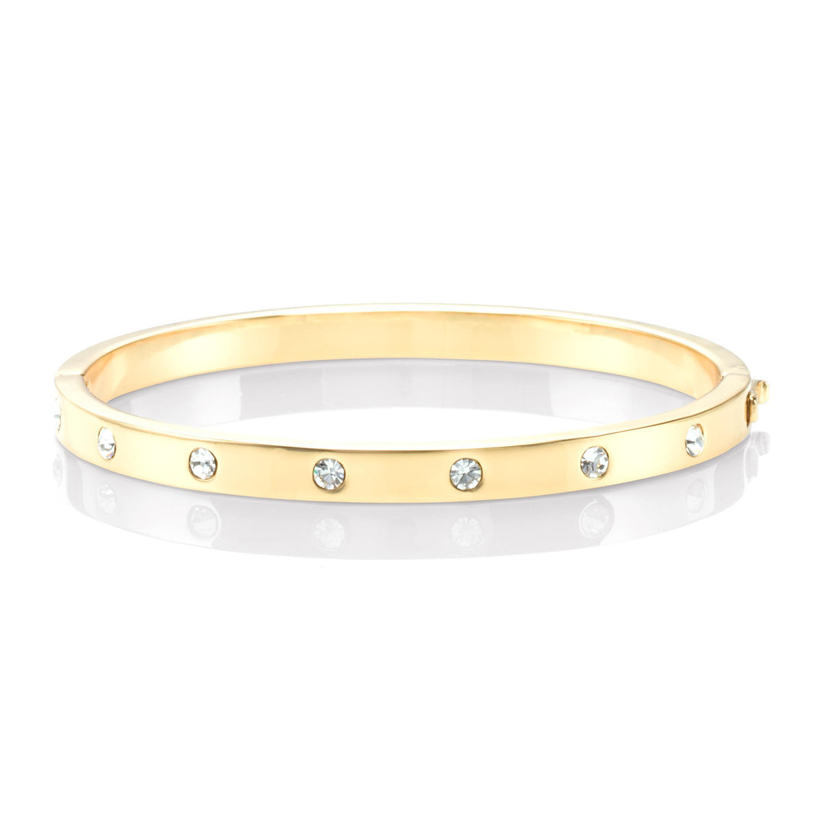 kate spade new york Set In Stone Metal Stone Hinged Bangle - Clear/Gold