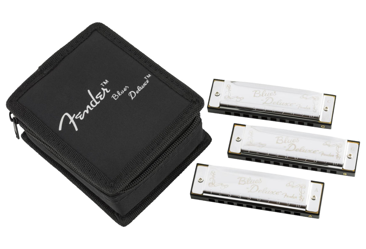 Fender Blues Deluxe Harmonicas 3-Pack with Case