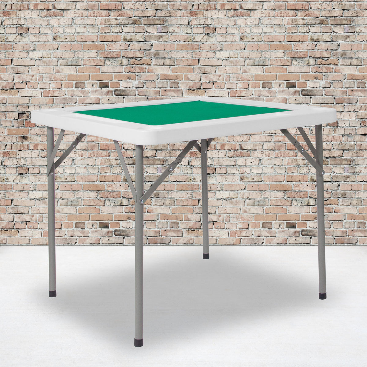 Flash Furniture 34.5" Square 4-Player Folding Card Game Table with Green Felt and Cup Holders