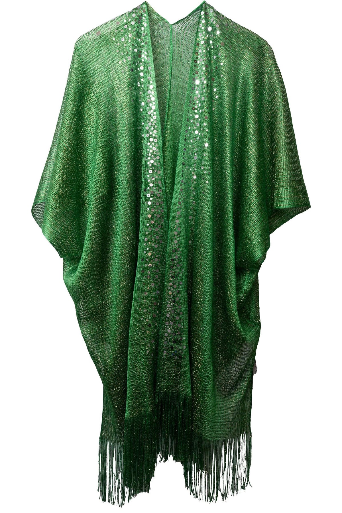 Jessica McClintock Crochet Kimono with Sequins And Fringe