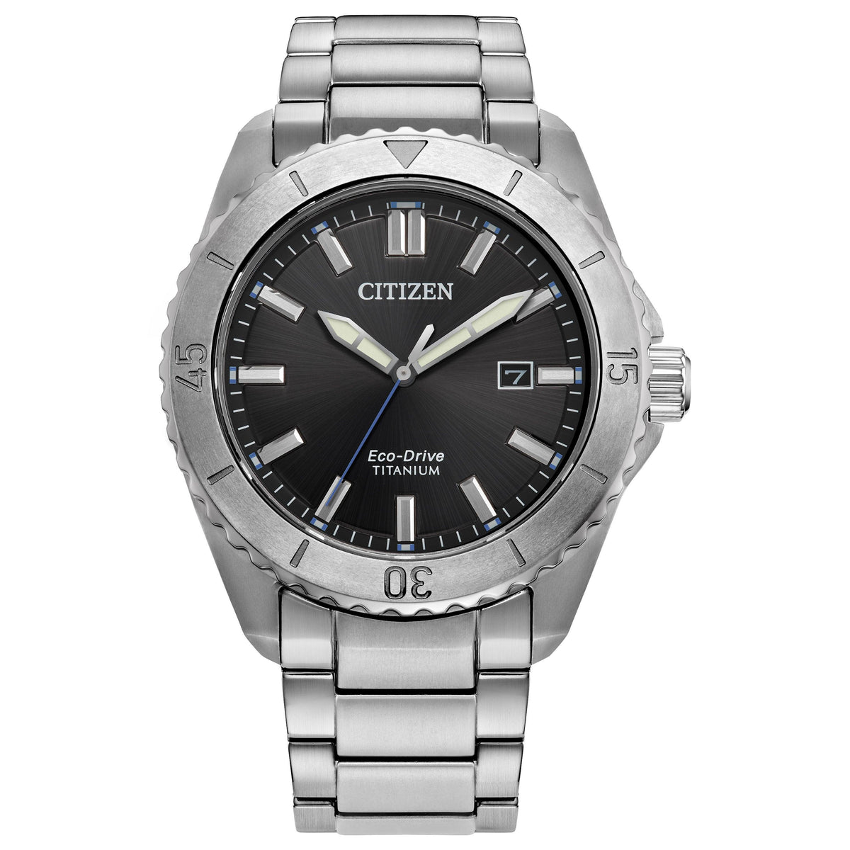 Citizen Men's Brycen Super Titanium Eco-Drive Silver-Tone SS Watch Black Dial