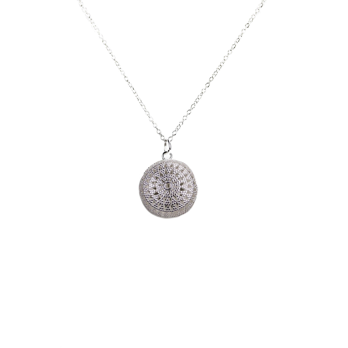 Completely Bella Art Deco Disc Pendant in Silver