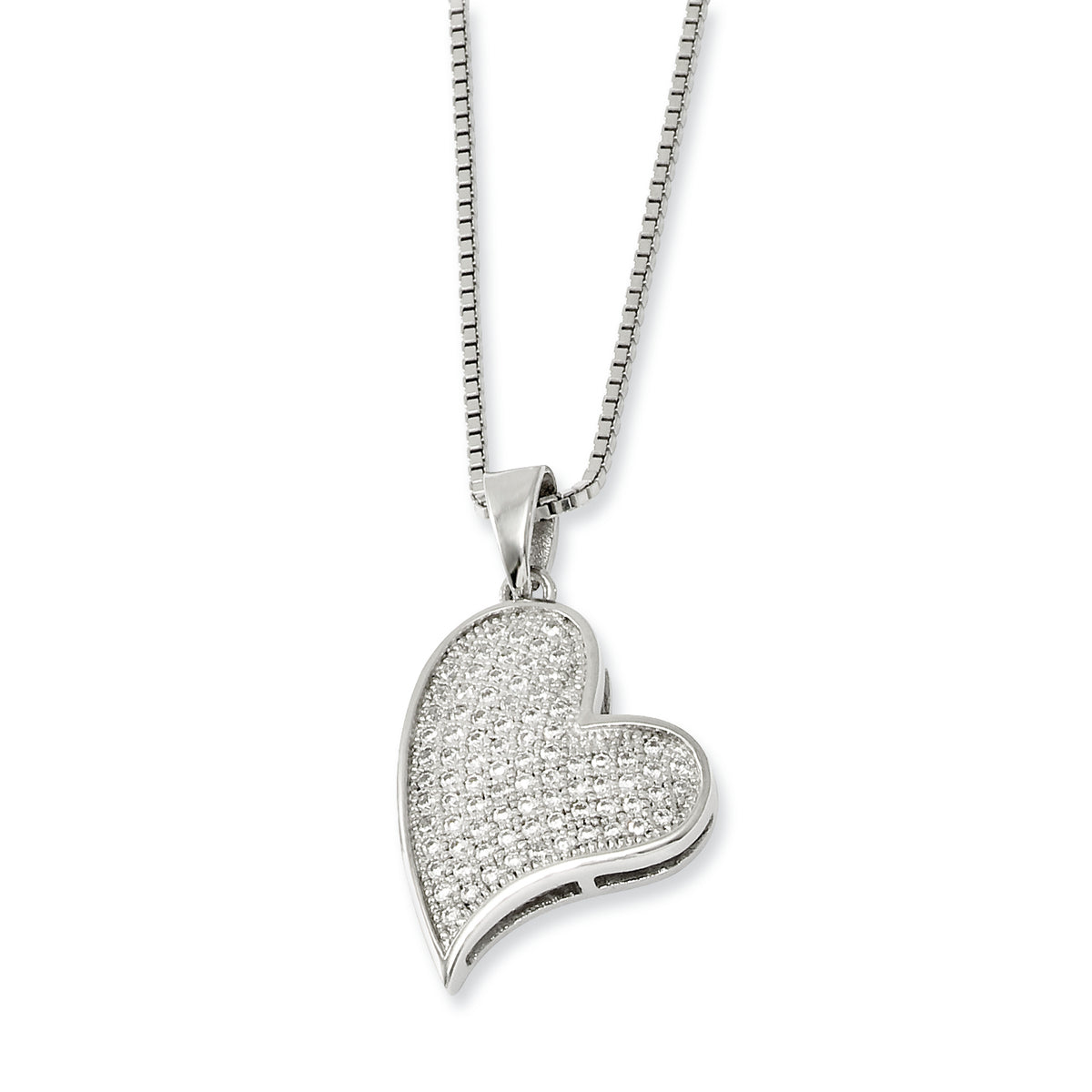 Distinctive Sterling Silver and CZ Heart Necklace