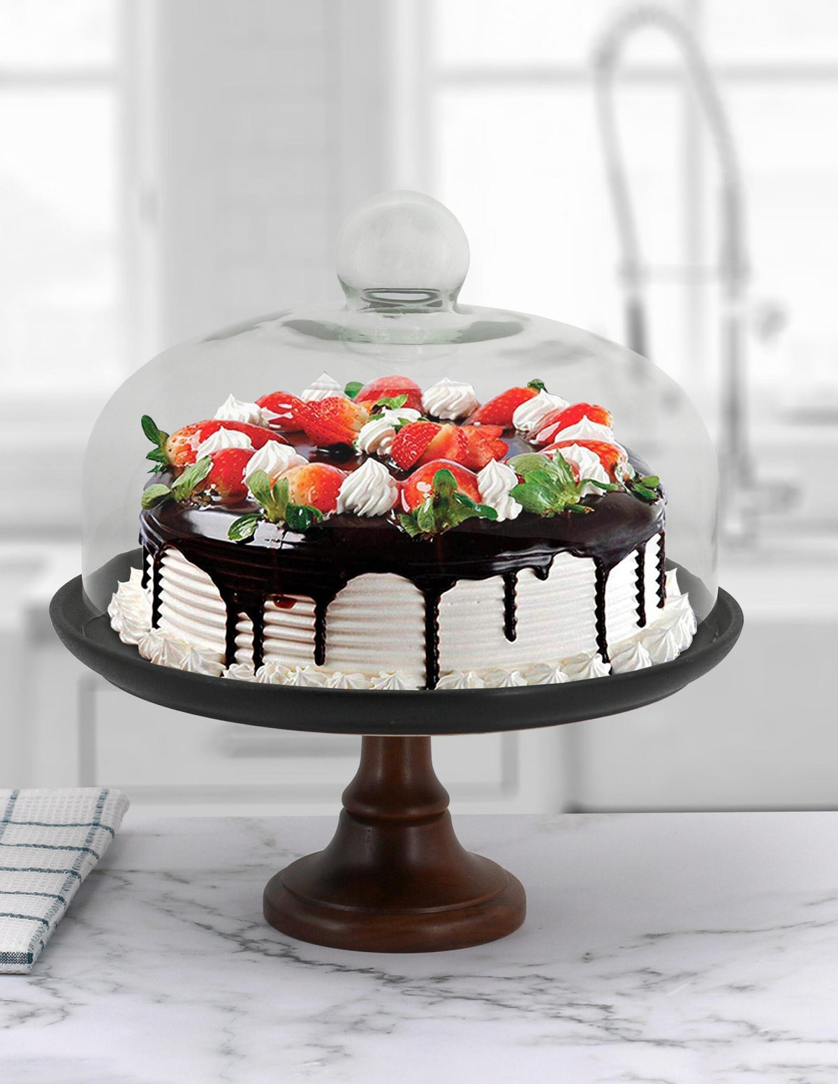 Emeril Lagasse 11 Inch Cake Dish with Acacia Stand