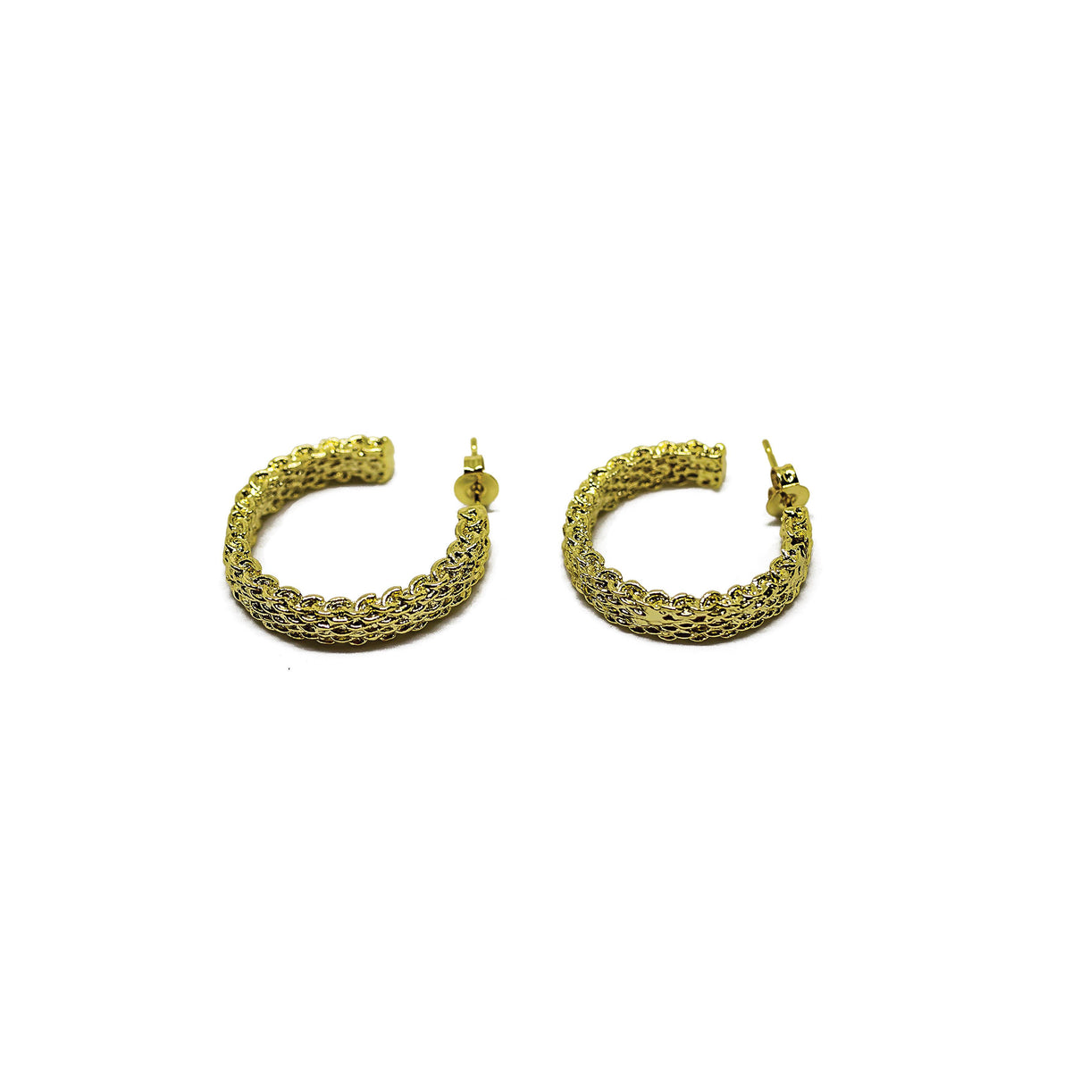Completely Bella Gold Tone Basket Weave Hoop Earrings