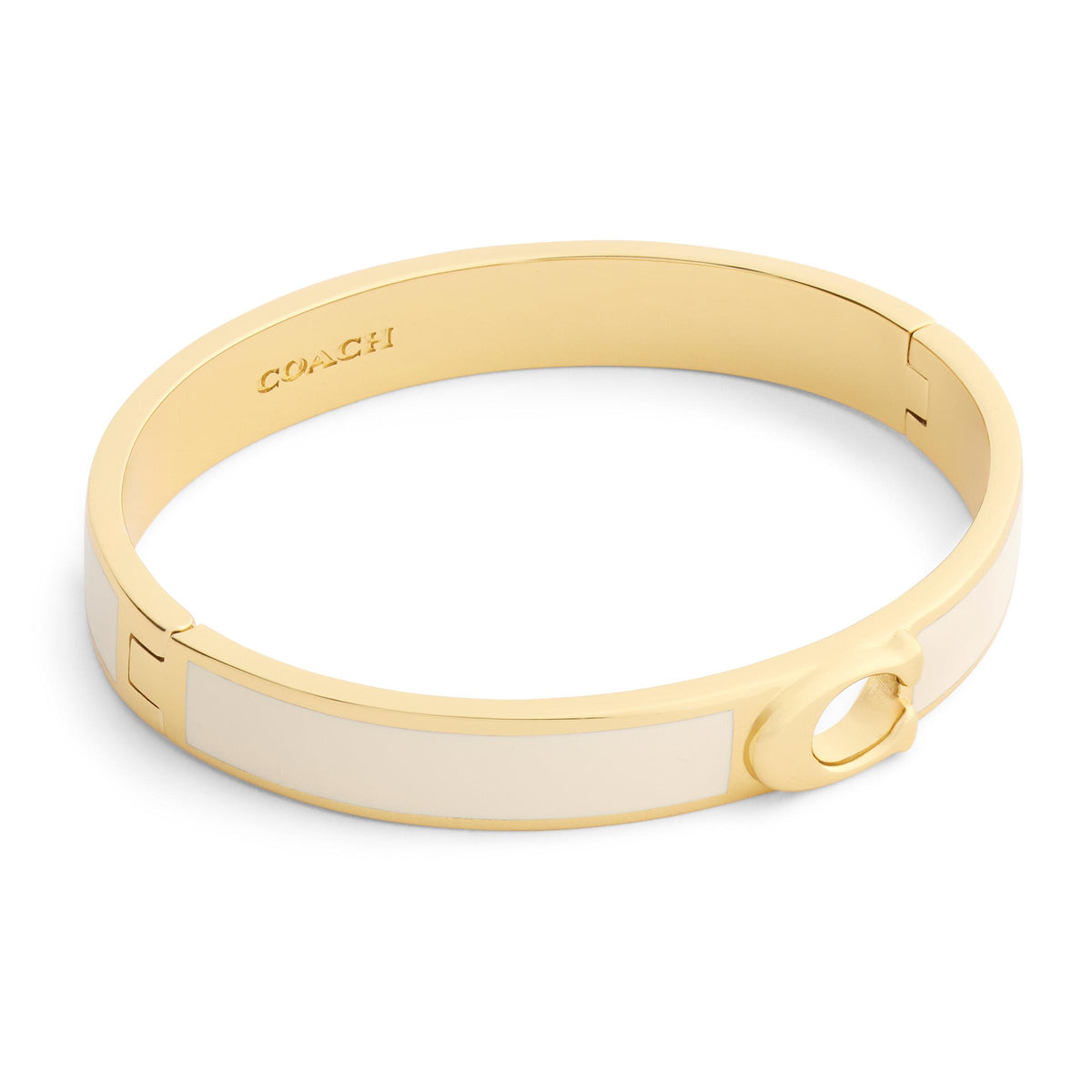 COACH Signature C Enamel Bangle Bracelet - Chalk/Gold