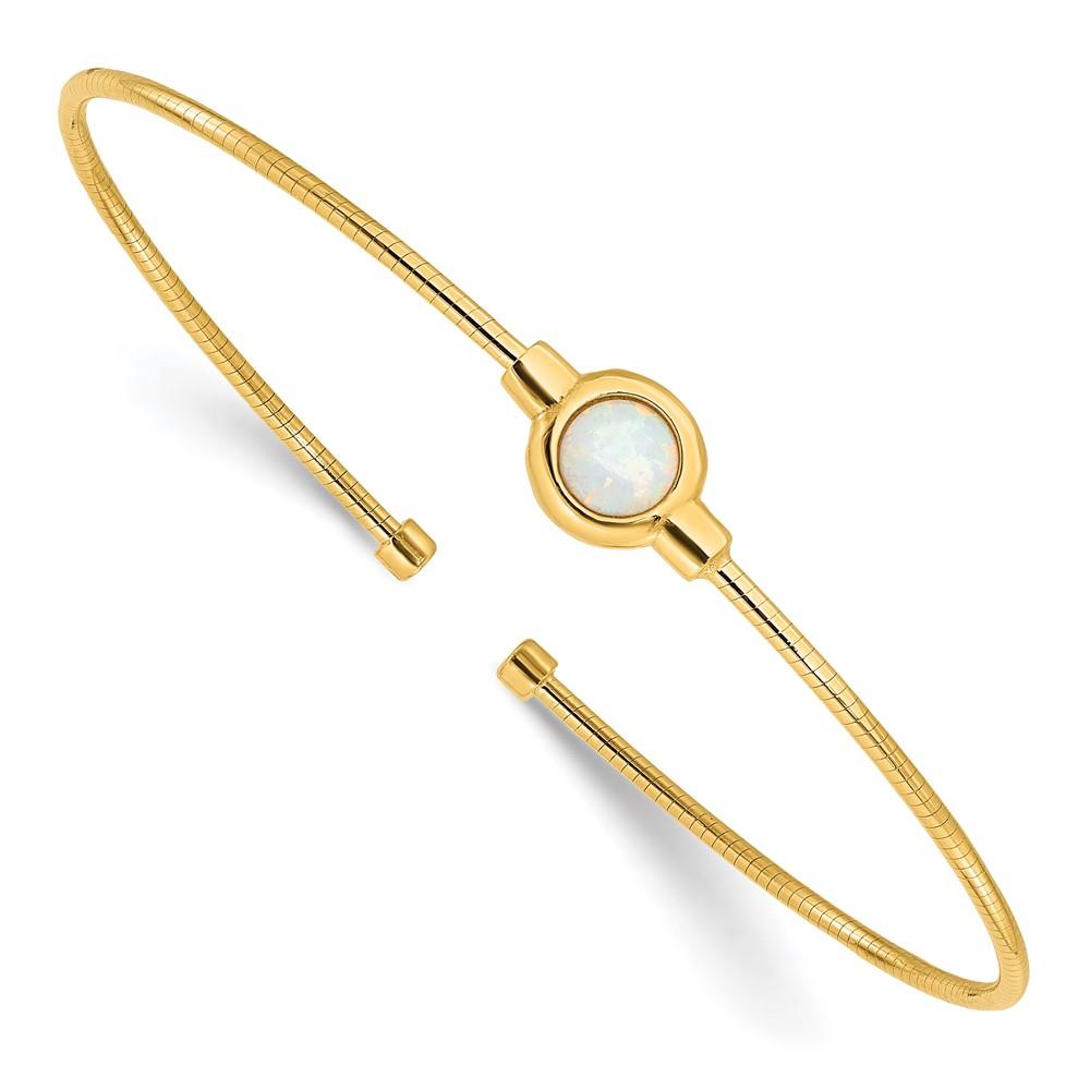 Distinctive Sterling Silver Gold-Plated Polished Opal Bracelet