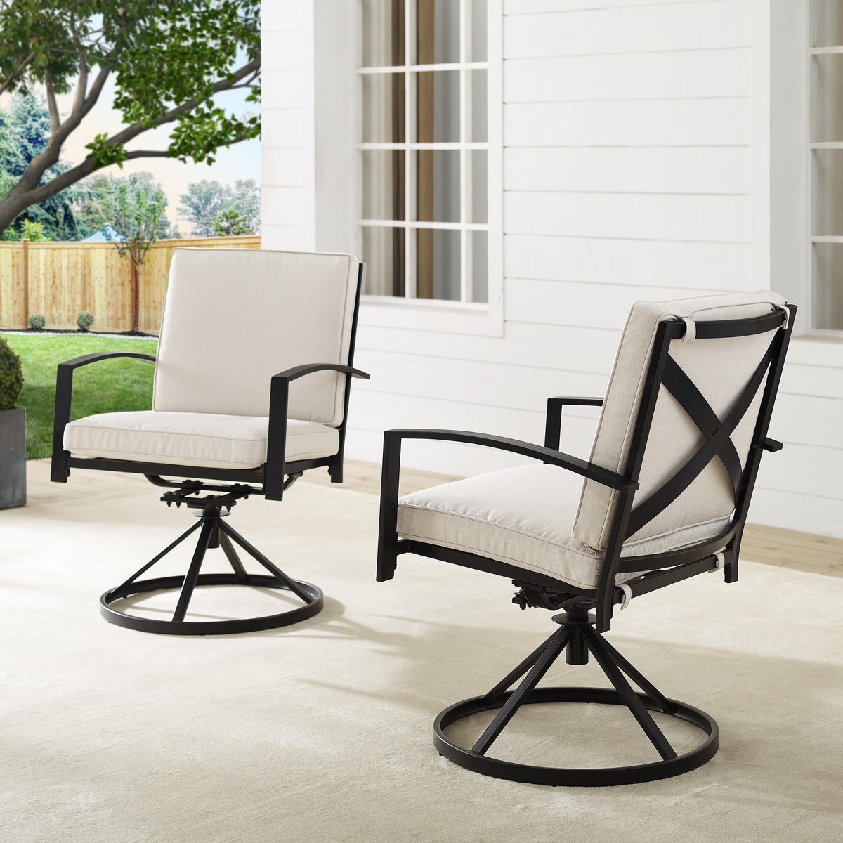 Crosley Outdoor Kaplan 2Pc Swivel Outdoor Dining Chair Set