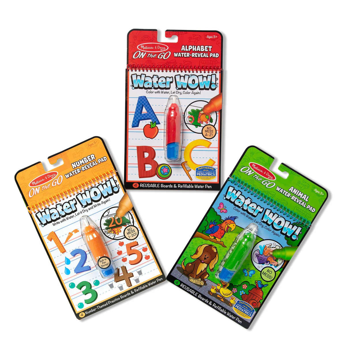 Melissa & Doug Water WOW! 3-Pack Set: Animals Alphabet Numbers Ages 3+ Years