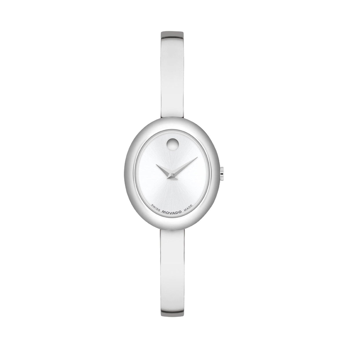 Movado Ladies Museum Bangle Silver-Tone Stainless Steel Watch Silver Dial