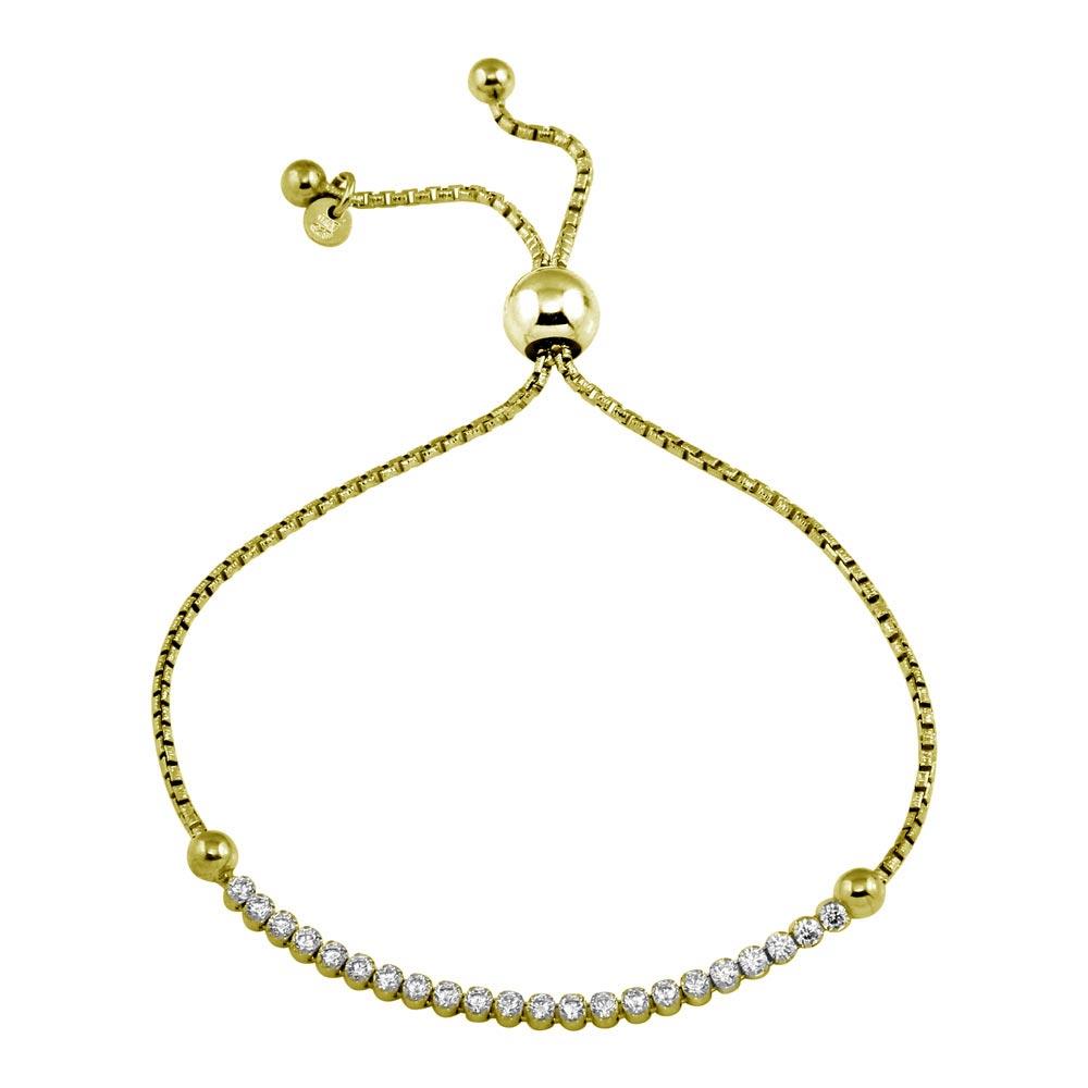 PARIKHS Gold Plated Adjustable CZ Bracelet in 925 Sterling Silver