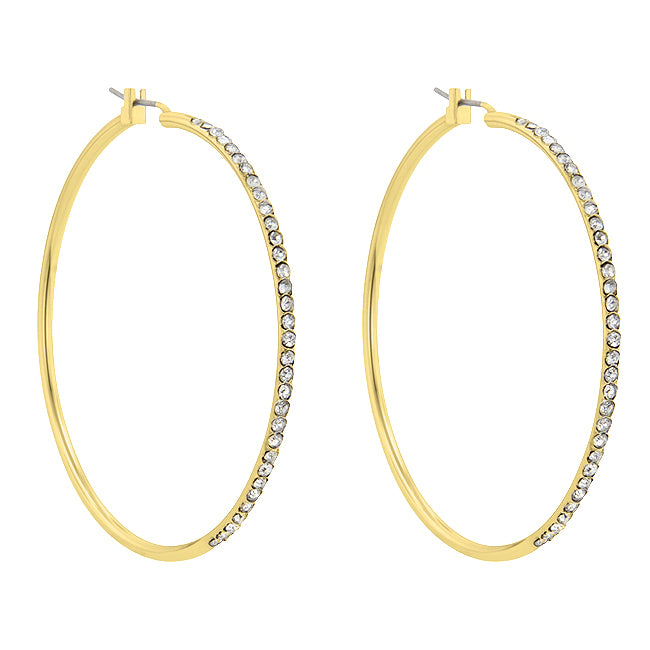 Completely Bella 2 Inch Gold Crystal Hoop Earrings