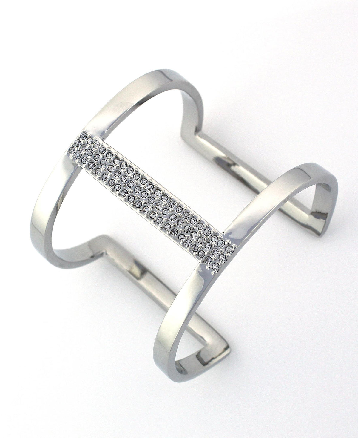 Vince Camuto Silver Tone Cut Out Pave Cuff Bracelet