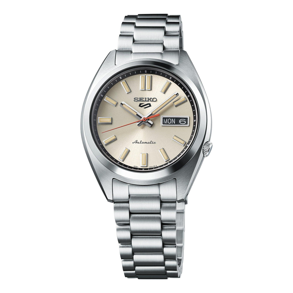 Men's Seiko 5 Sport Automatic Silver-Tone Stainless Steel Watch Ivory Dial