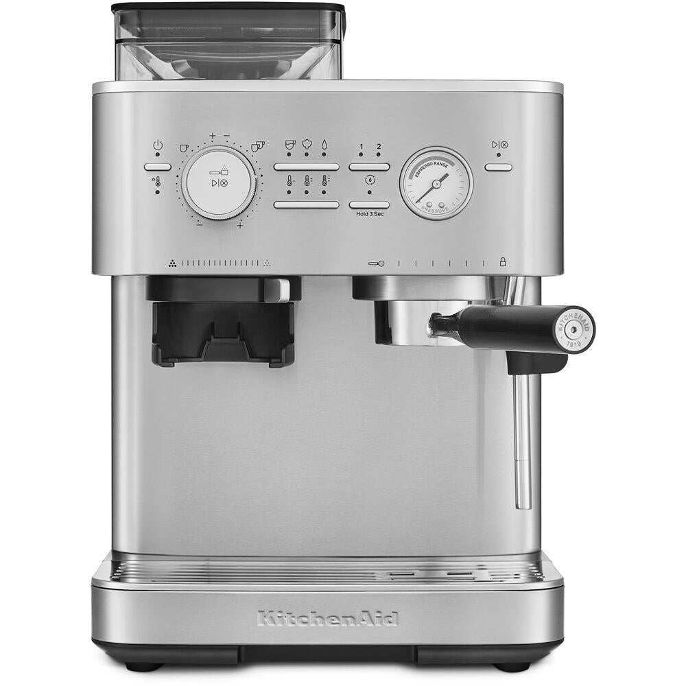 KitchenAid Semi Automatic Espresso Machine with Burr Grinder in Brushed Stainless Steel