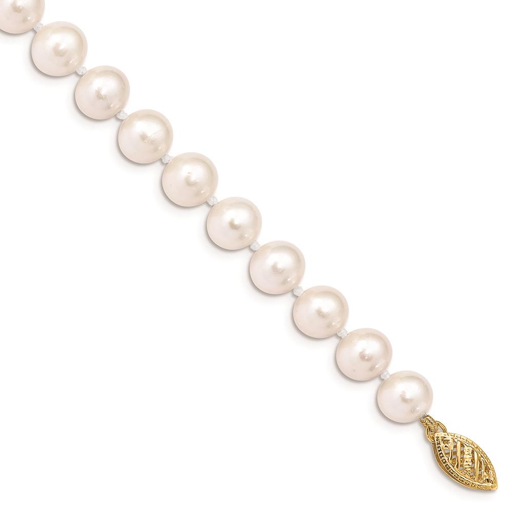 Distinctive 14k 7-8mm White Near Round Freshwater Cultured Pearl Bracelet