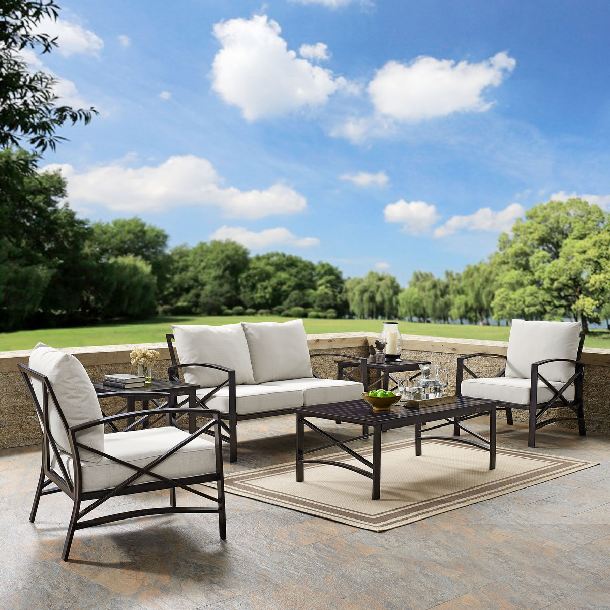 Crosley Outdoor Kaplan 6Pc Outdoor Loveseat Patio Furniture Set