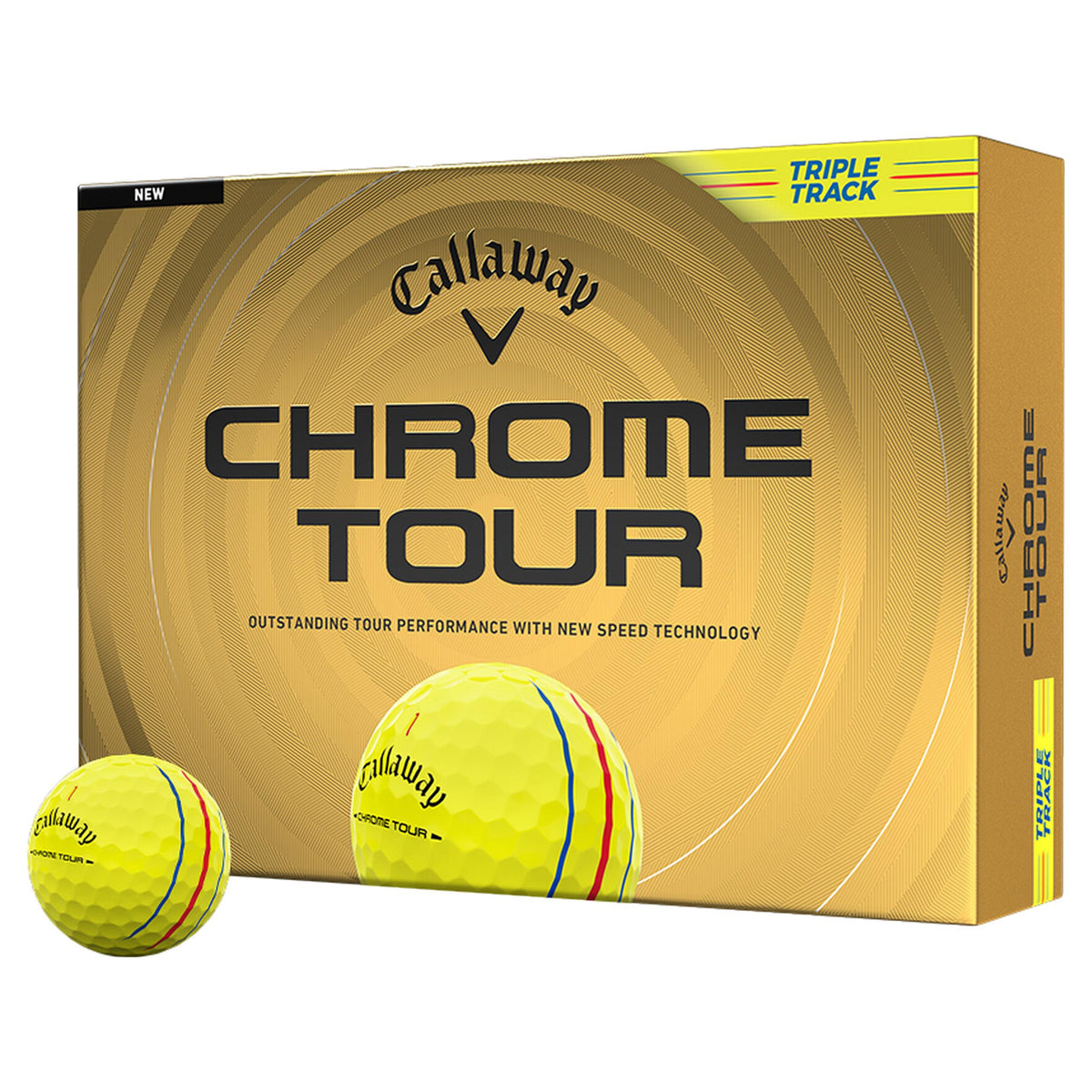 Callaway Chrome Tour Triple Track 26 Yellow Golf Balls - 1 Dozen