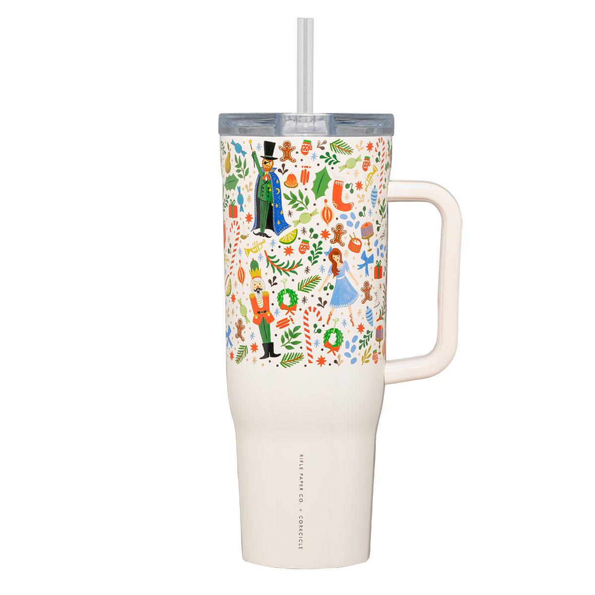 Corkcicle 40oz Cruiser - Rifle Paper Nutcracker Cream