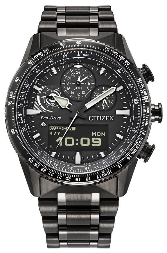 Citizen Watch Men's Eco-Drive Promaster Skyhawk Stainless Steel Bracelet watch, Black dial