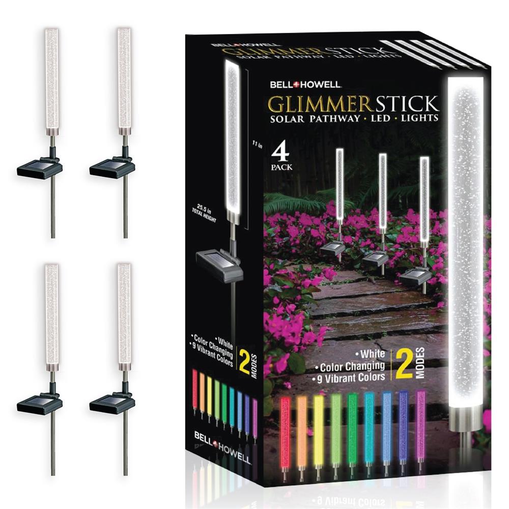 Bell + Howell Glimmer Sticks Solar Pathway LED Lights Size 4 Pack