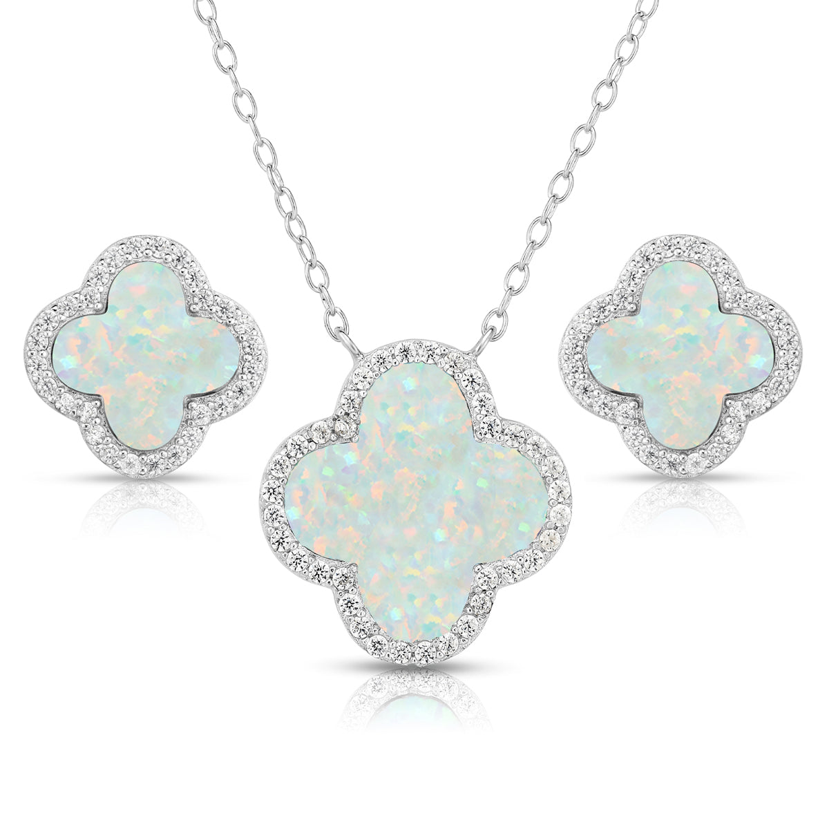 Jilco Inc Opal Earrings & Necklace Set