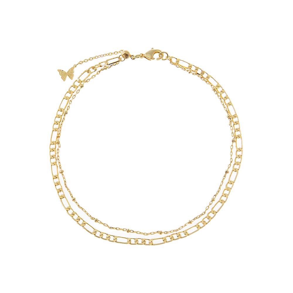 Adina Eden Figaro X Ball Chain Double Strand Anklet
