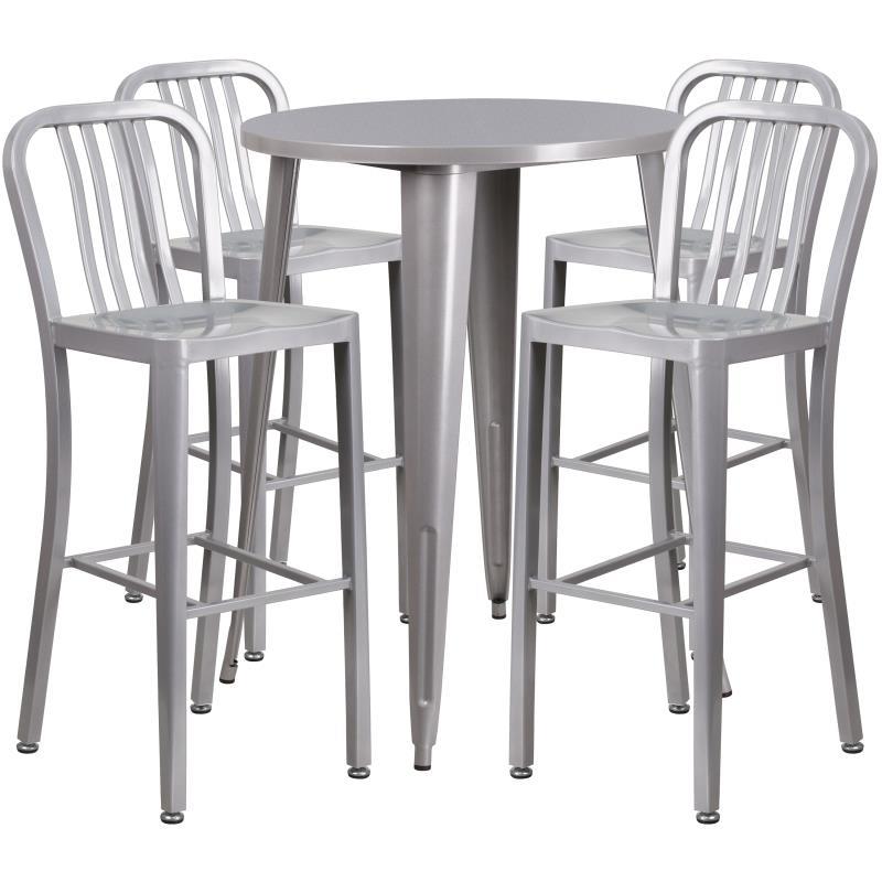 OSC Designs 5pc Tristan Round Bar Table Set: Silver