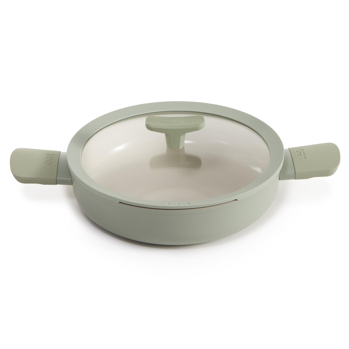 BergHOFF Leo Balance NS Ceramic Saut Pan 10.25", 3.1qt. With Glass Lid, Recycled Aluminum, Sage