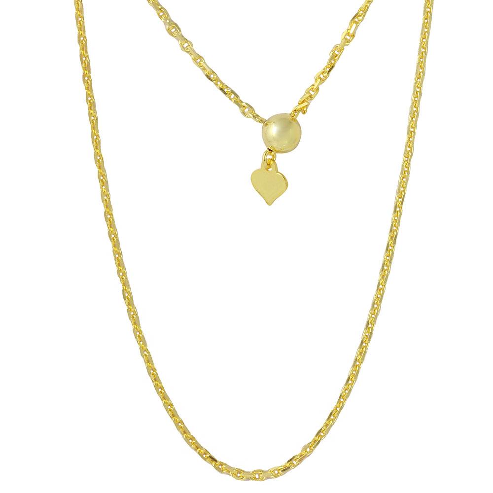 PARIKHS Gold Plated Adjustable Diamond Cut Anchor Slider Chain in 925 Sterling Silver