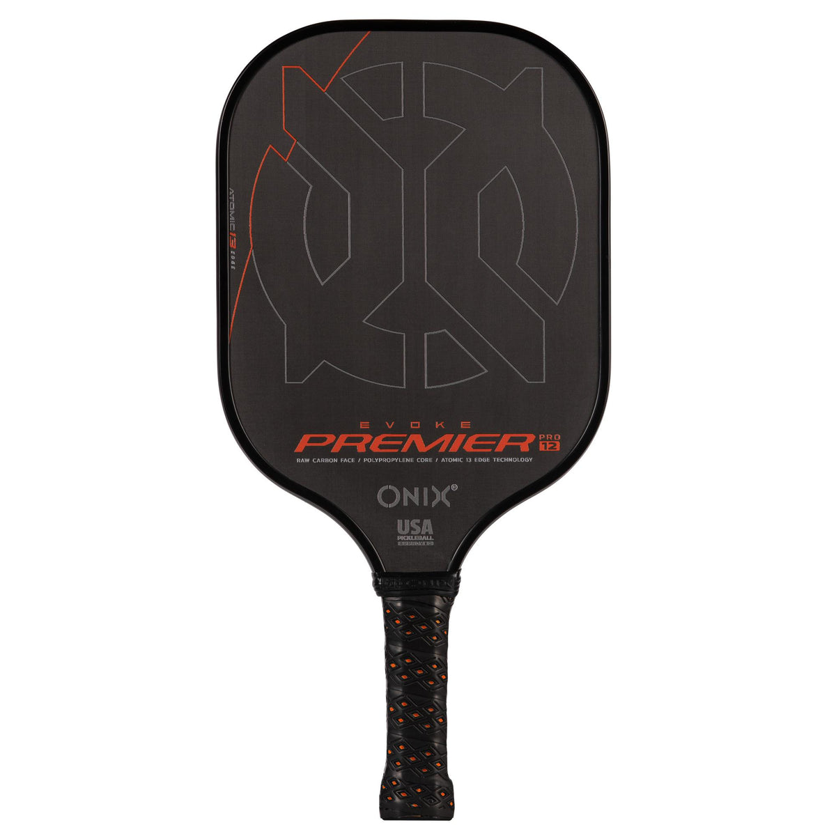 Escalade Sports ONIX - Evoke Premier Pro Raw Carbon 12 Pickleball Paddle - Black