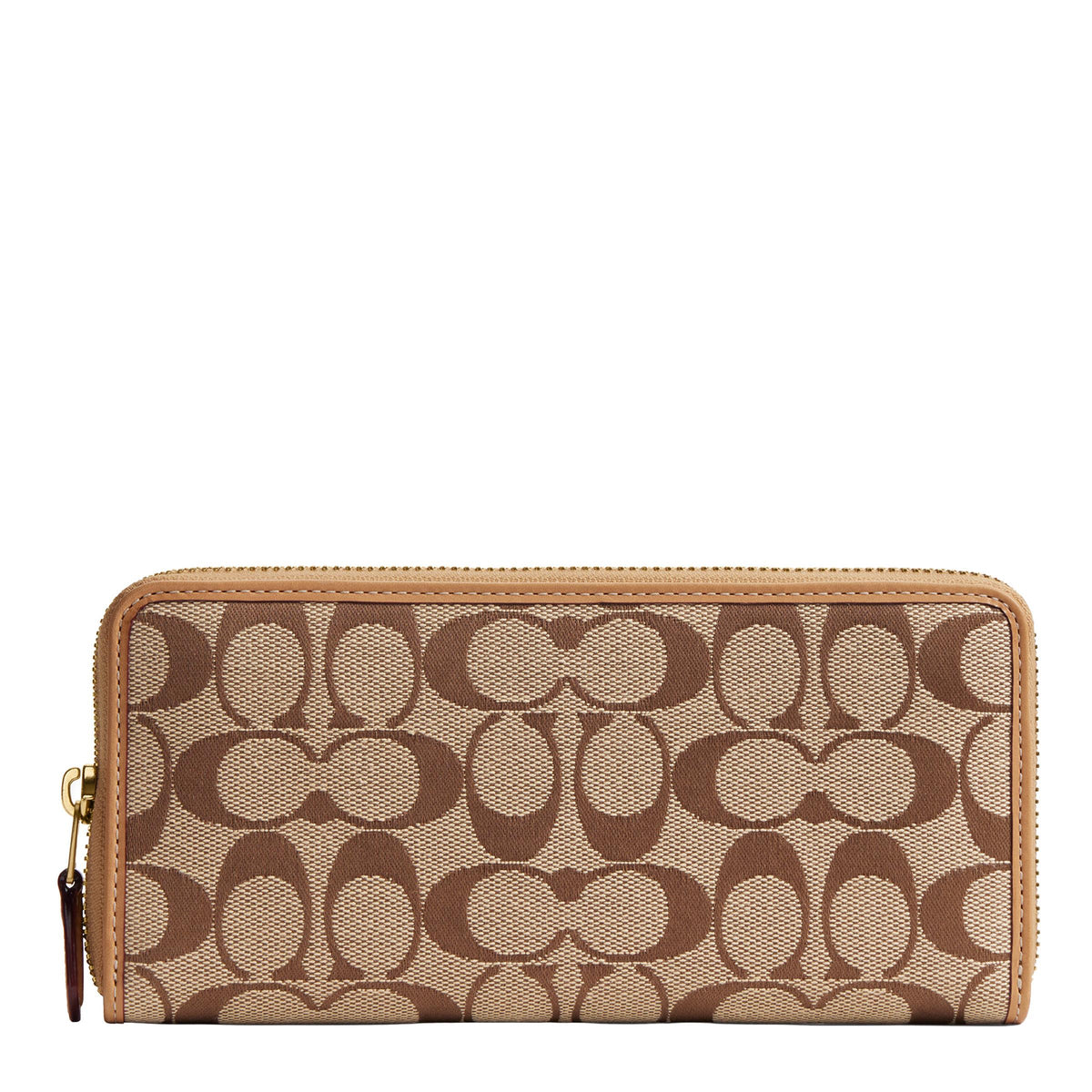 COACH Signature Jacquard Essential Slim Accordion Zip Wallet - Khaki/Brass