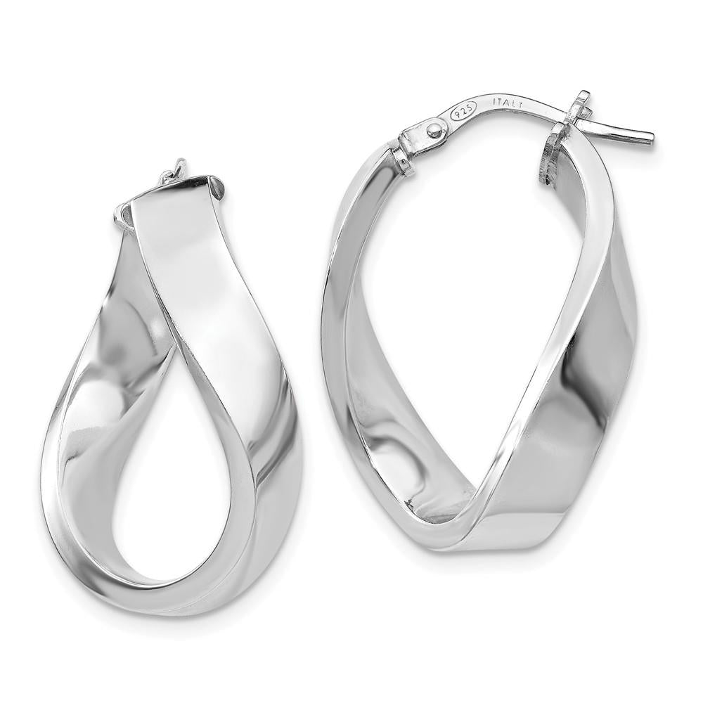 Distinctive Sterling Silver Polished Twisted Hoop Earrings