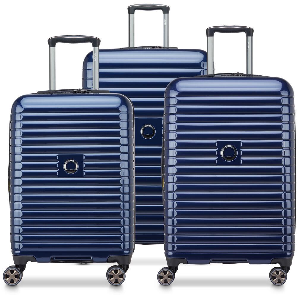 Delsey Cruise 3.0 3-Piece Smart Luggage Set with Carry-On, Medium and Large Suitcases in Deep Sea Na
