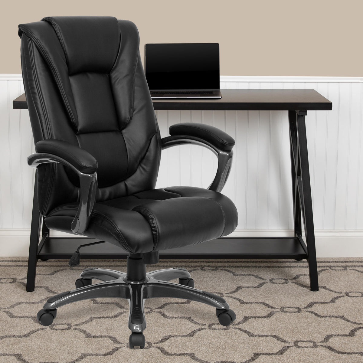 Flash Furniture High Back Black LeatherSoft Layered Upholstered Executive Ergonomic Office Chair