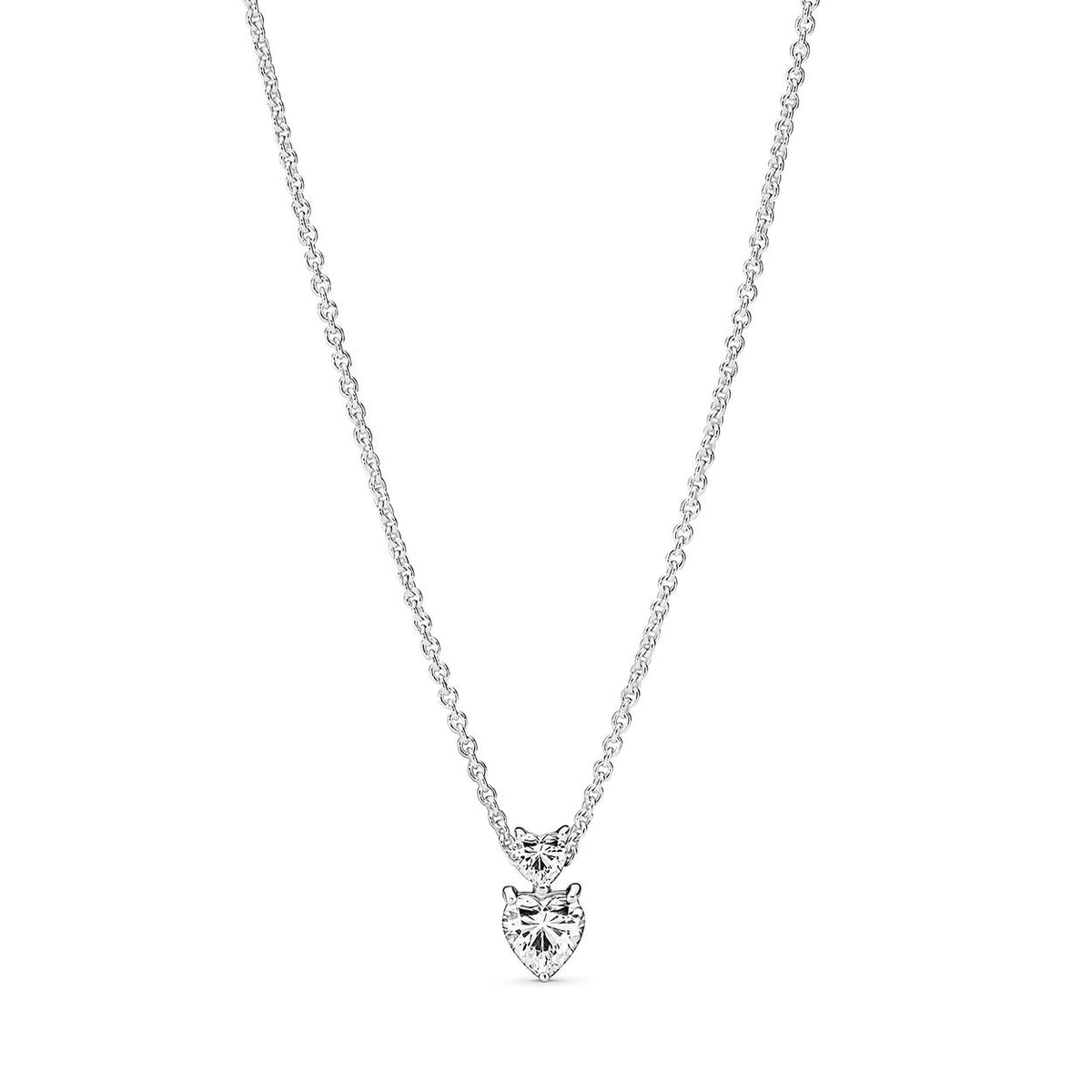 Pandora Double Heart Pendant Sparkling Necklace