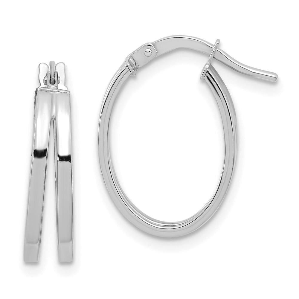 Distinctive 14k White Gold Polished Double Hoops