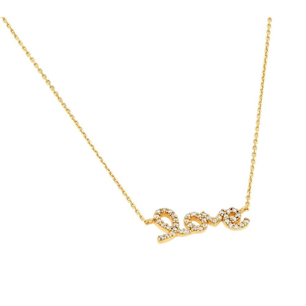 PARIKHS Gold Plated Clear CZ Love Pendant Necklace in 925 Sterling Silver