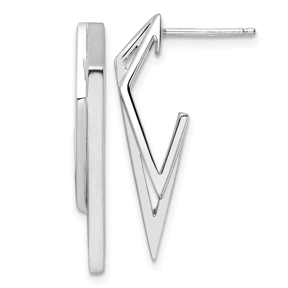 Distinctive Sterling Silver Rhodium-Plated Polished Earrings
