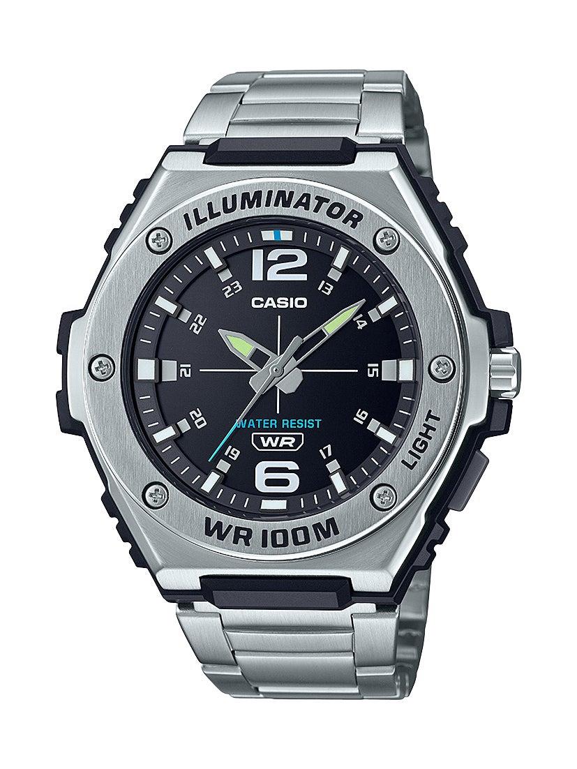 Casio Mens Dress Heavy-Duty Stainless Steel Analog Watch Black Dial
