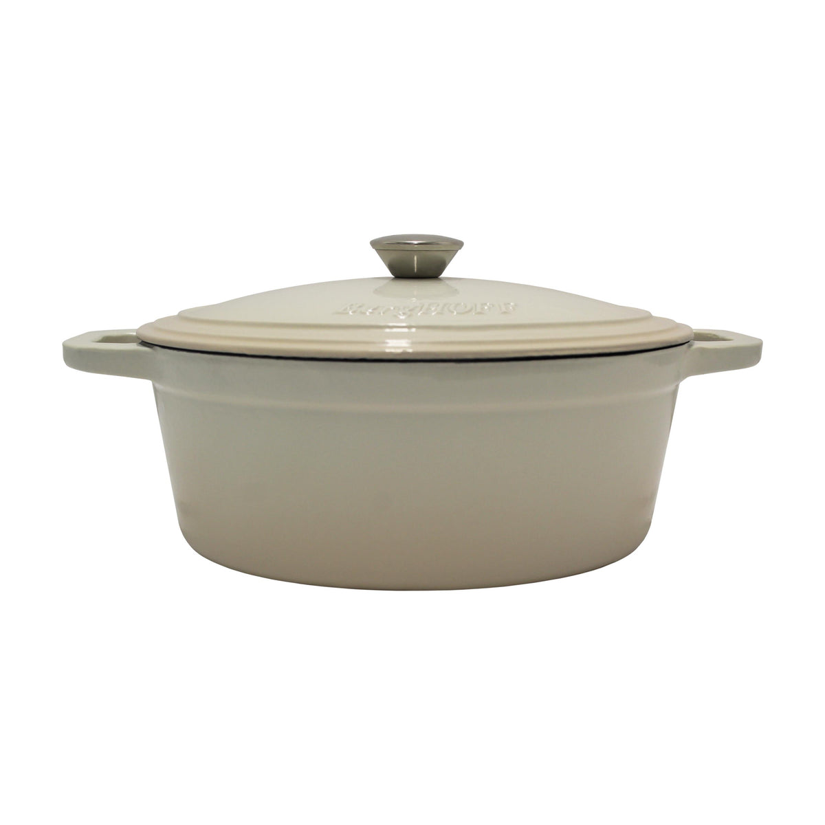 BergHOFF Neo 5qt Cast Iron Oval Cov Dutch Oven, Meringue